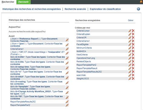 gerer l'historique|liste historique des recherches.